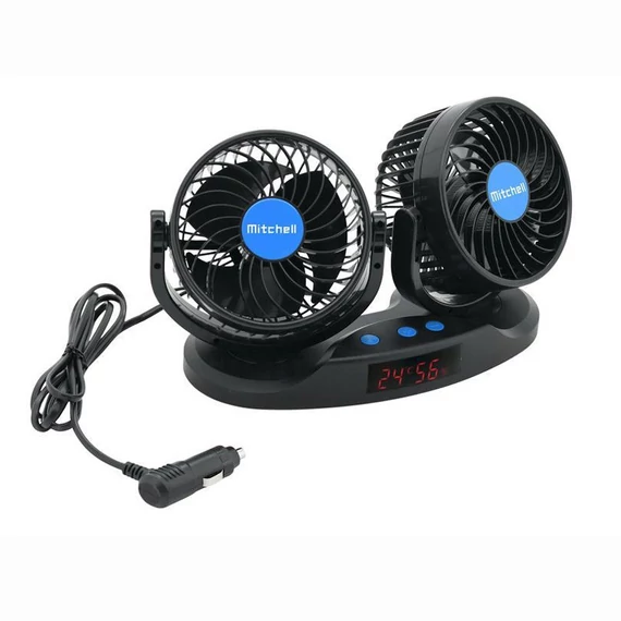 MITCHELL DUO VENTILÁTOR NA PALUBNÍ DESKU S TEPLOMĚREM 12V 07224