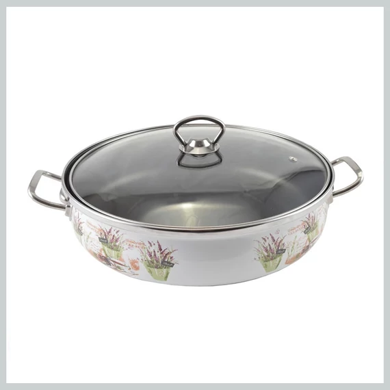 Perfect Home Levandulový smaltovaný pekáč na plátky 26 cm + skleněná poklice 14225