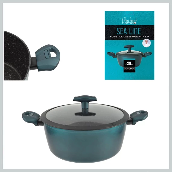 Perfect Home Sea Line nepřilnavý hliníkový hrnec s poklicí, 28 cm, 6,1 l, indukční 15352