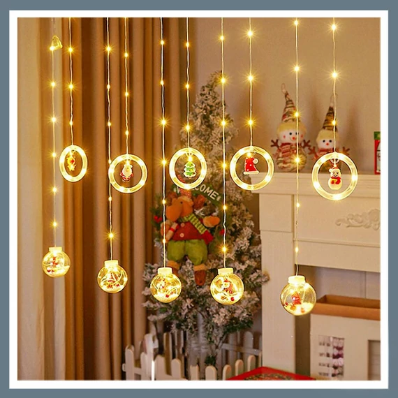 Vánoční koule + kruh 110LED osvětlená závěsná dekorace 3M teplá bílá
KARACSONYIGOMBGYURU