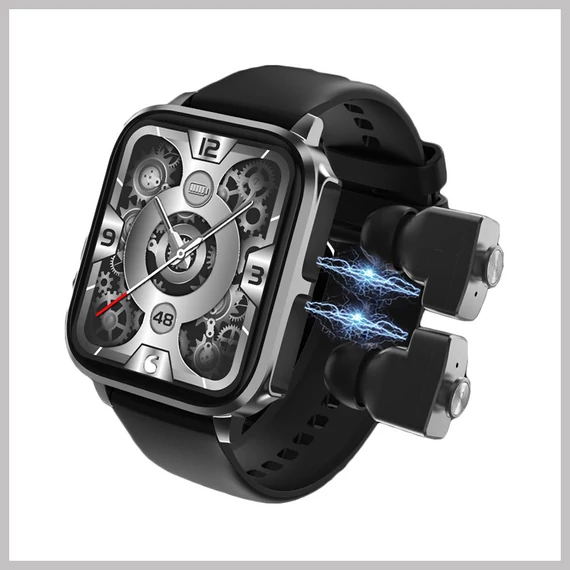 T22 Černé chytré hodinky s vestavěnými Bluetooth sluchátky holm7143