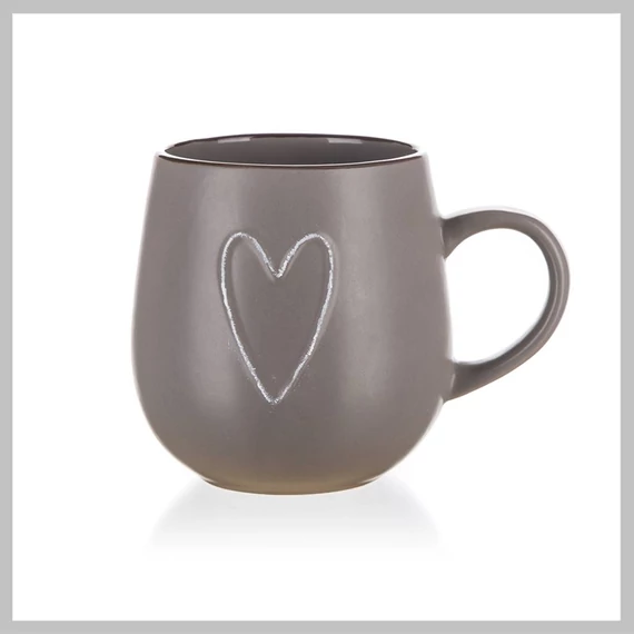 Keramický hrnek HEART 500 ml, hnědý 60221524B