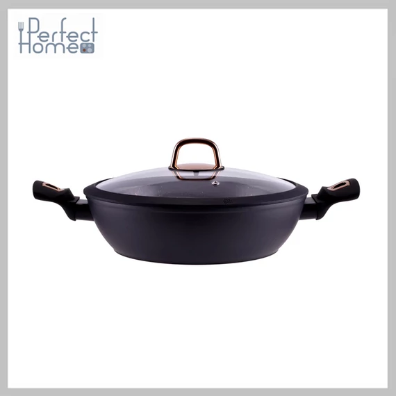 Perfect Home Golden Line nepřilnavá hliníková grilovací pánev se skleněnou poklicí 28 cm indukční 10442