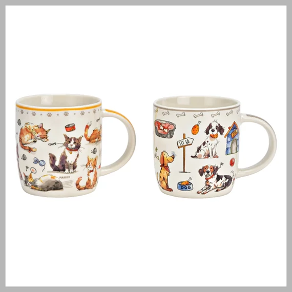 Porcelánový hrnek s dekorací kočka/pes 10042735