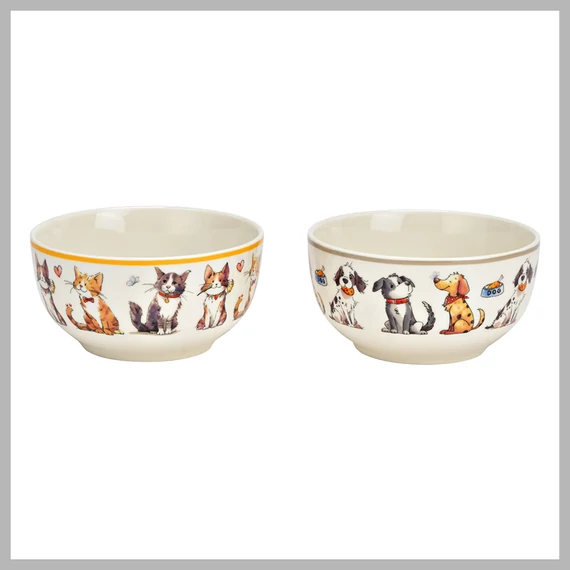 Porcelánová miska s dekorací kočka/pes – barevná, 12x7x12 cm 10042736