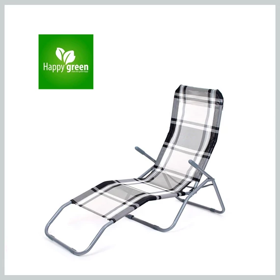 HAPPY GREEN Plážové lehátko, šedý kostkovaný vzor 50F2031XAC
