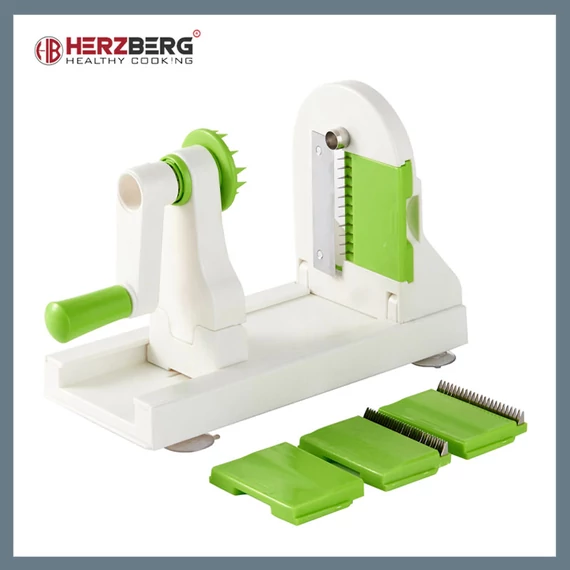 Herzberg HG-8030 zeleninový spirálový kráječ se 4 výměnnými čepelemi, zeleno-bílý HG-8030