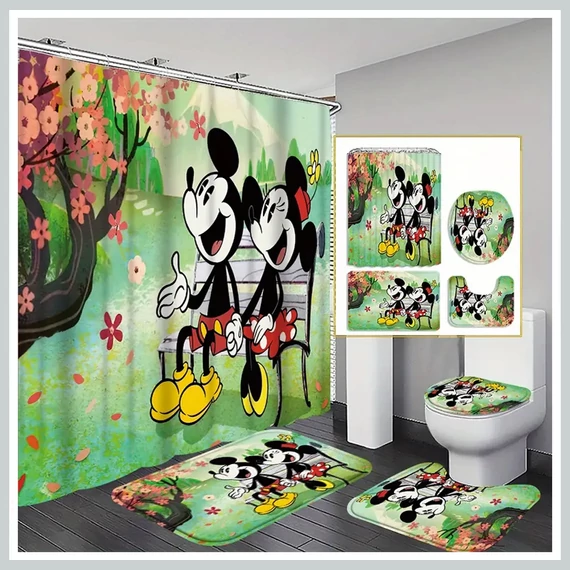 Koupelnová sada Mickey Mouse Love – sprchový závěs a doplňky KK1172087