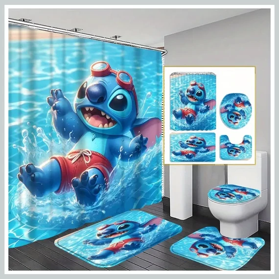 Koupelnová sada Lilo Blue – sprchový závěs a doplňky UU1178284