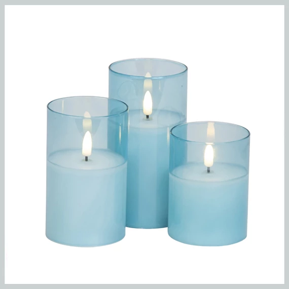 LED svíčka - kahánek, 3 ks, modrá 1806
