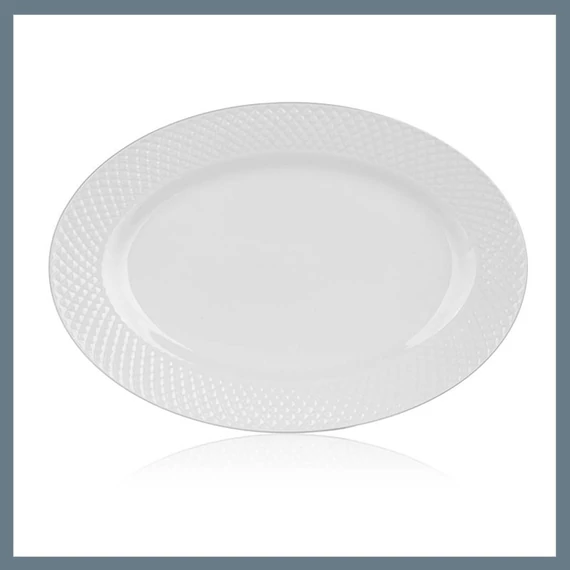 BANQUET DIAMOND LINE oválný keramický talíř, 34,5 x 24,2 cm, bílý 60322123