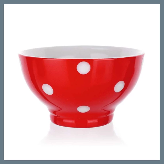 BANQUET Keramická miska 13 cm, červená s bílými puntíky 60K1575-C