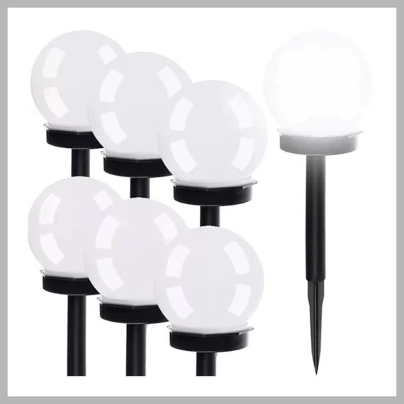 Solárne záhradné lampy – guľové, sada 6 ks 00023562