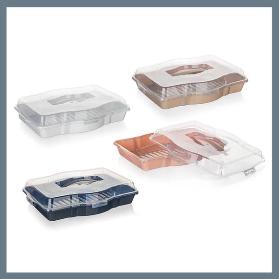 BANQUET TASTY plastový tác s víkem 44,5 × 34 × 10 cm, mix barev 55079151