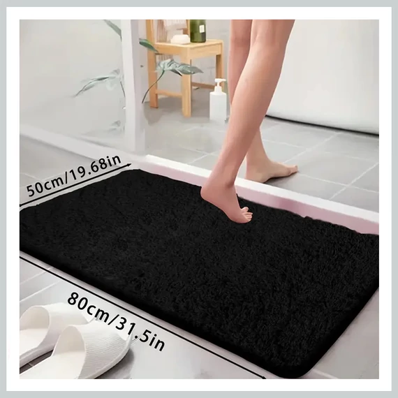 Měkká protiskluzová koupelnová předložka – černá 50×80 cm BG313228