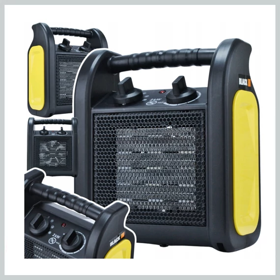 BLACK Přenosný horkovzdušný ventilátor – 2000W, černý 55062