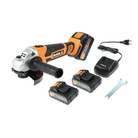 Black akumulátorová úhlová bruska 20V - 125 mm se 2 bateriemi - B42557