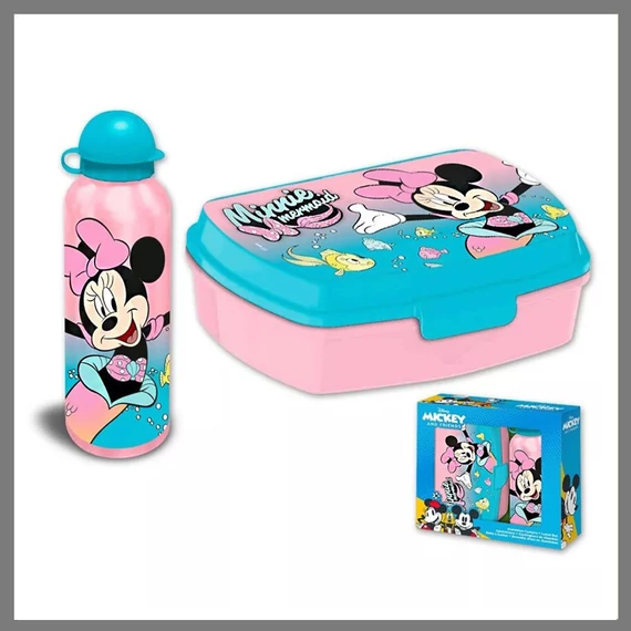Disney Minnie Mermaid svačinový box + hliníková láhev set EWA30011MN