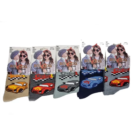 Dětské Chlapecké Ponožky s Auty, 10 Párů, 5 Barev, Velikost 26-31 Fzokniautos2631