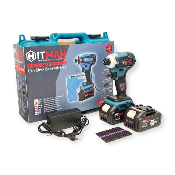 Sada akumulátorových šroubováků HITMAN s 15 bitovými hlavami a 2 bateriemi 68V HT/BTF-2358BR