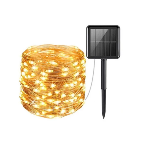 Solární vnější řetězová světla Teplá bílá 100 LED 9 metrů KE23-566 1+1 VÝPRODEJ!