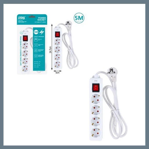 Winning Star Síťová rozbočka 4 zásuvky, 1 přepínač ST-4048