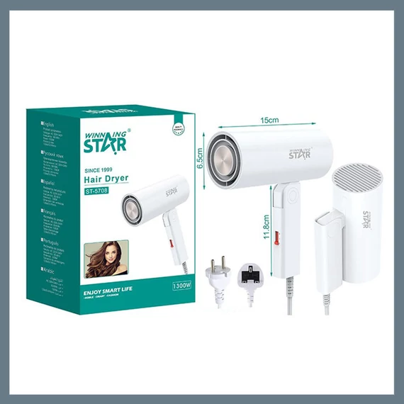 Winning Star Fén na vlasy s ochranou proti přehřátí 1300W ST-5708