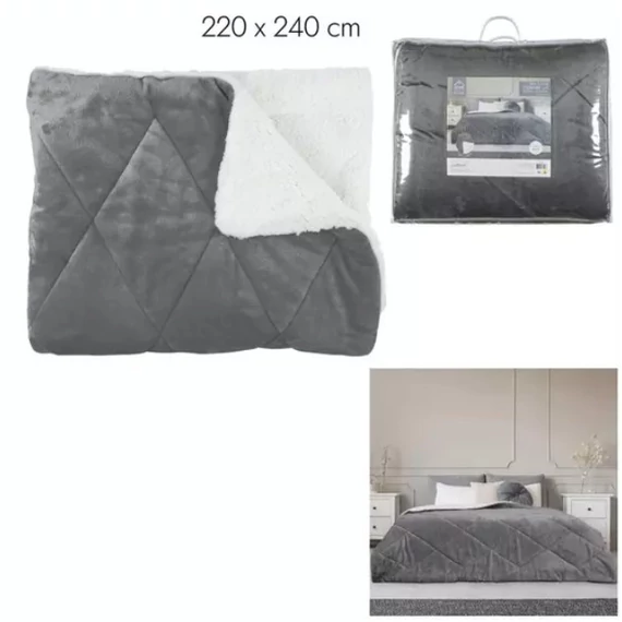 Sherpa přehoz na postel flanel šedý 220x240cm TX91571