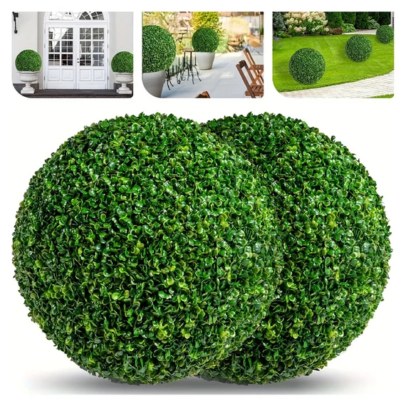 2 umělé rostliny buxusové koule, průměr 23 cm NJ2048041