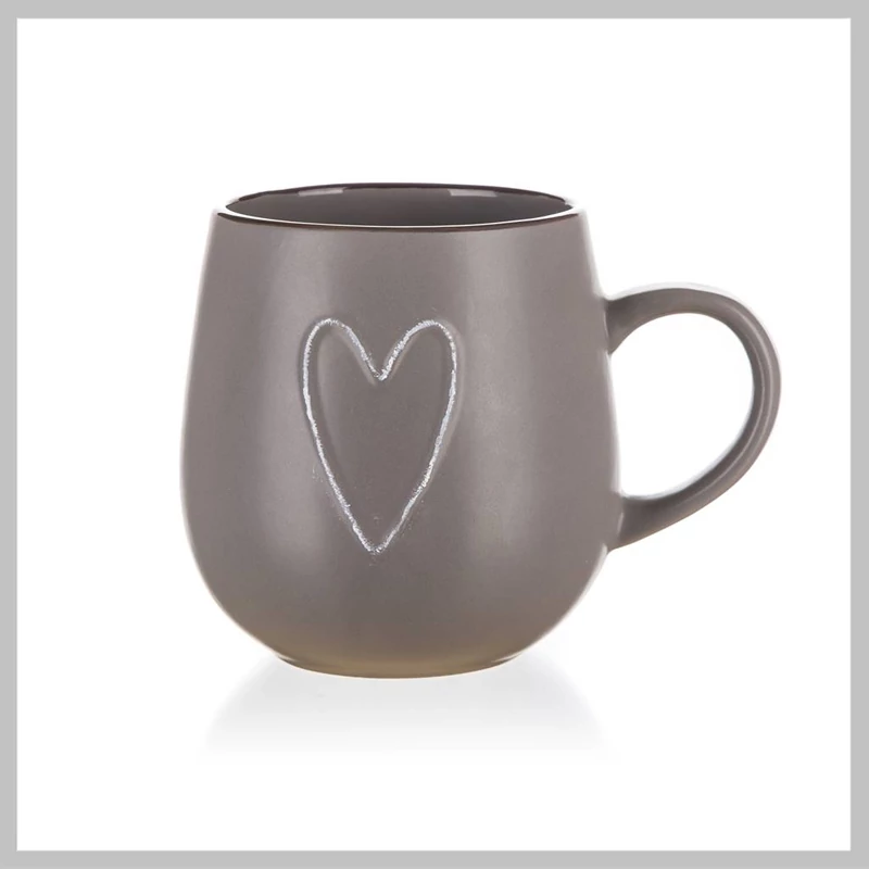 Keramický hrnek HEART 500 ml, hnědý 60221524B