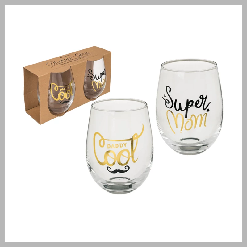 Sklenice s nápisem „Super Mom & Daddy Cool“, sada 2 ks 750046