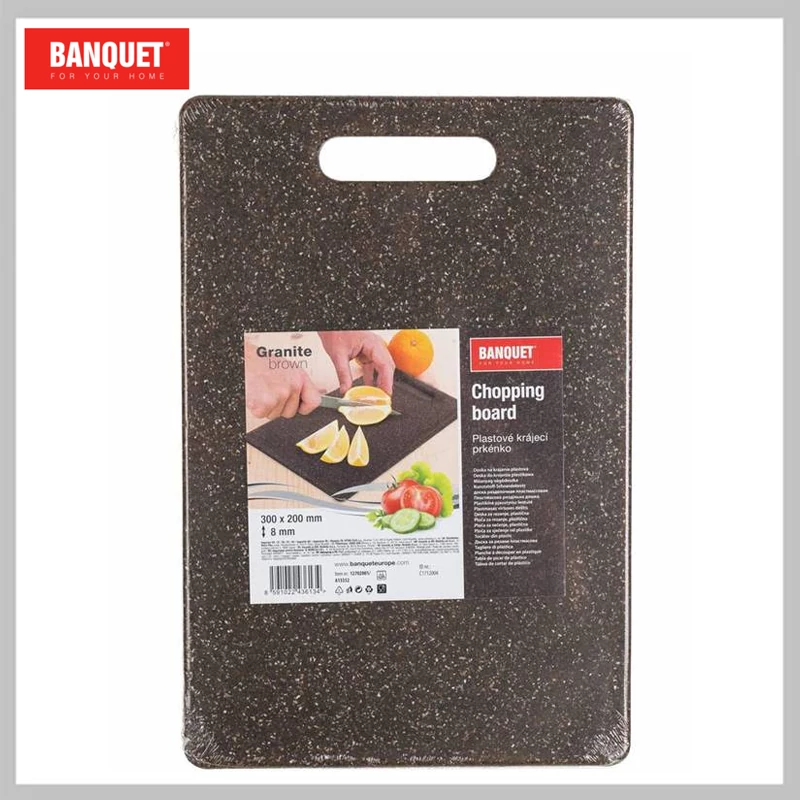 BANQUET Plastová krájecí deska GRANIT Tmavě hnědá 30 x 20 x 0,8 cm 12702001