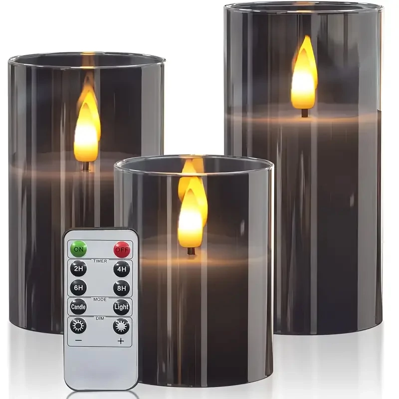 Sada 3 LED svíček s realistickým plamenným efektem YK587686