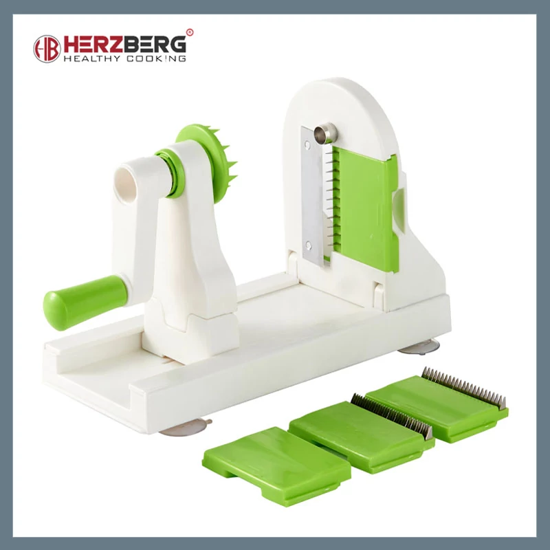 Herzberg HG-8030 zeleninový spirálový kráječ se 4 výměnnými čepelemi, zeleno-bílý HG-8030