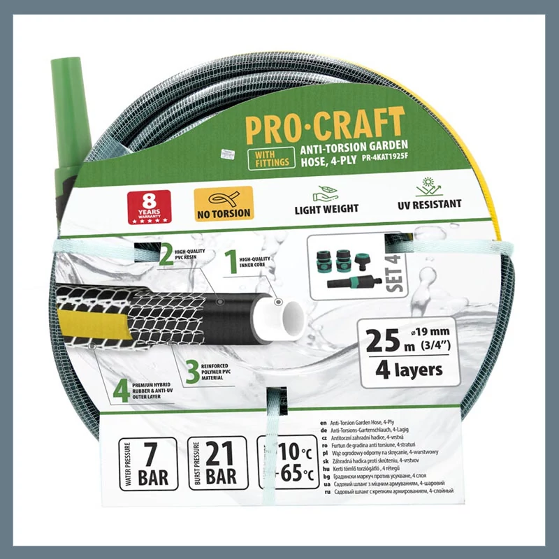ProCraft černo-žlutá zahradní hadice 25 m PR-4KAT1925F