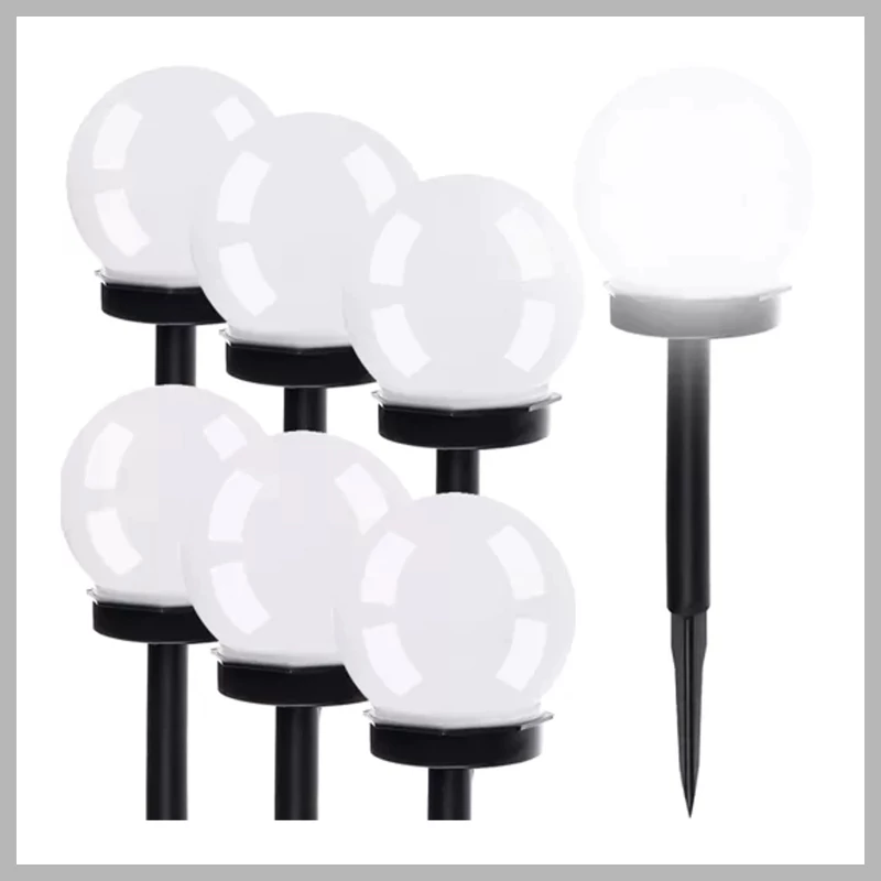 Solárne záhradné lampy – guľové, sada 6 ks 00023562