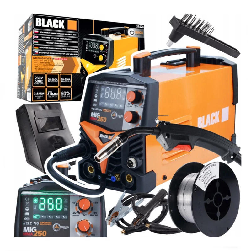 Svářečka BLACK MIG/MMA250A s plynem a podsvícením 37428