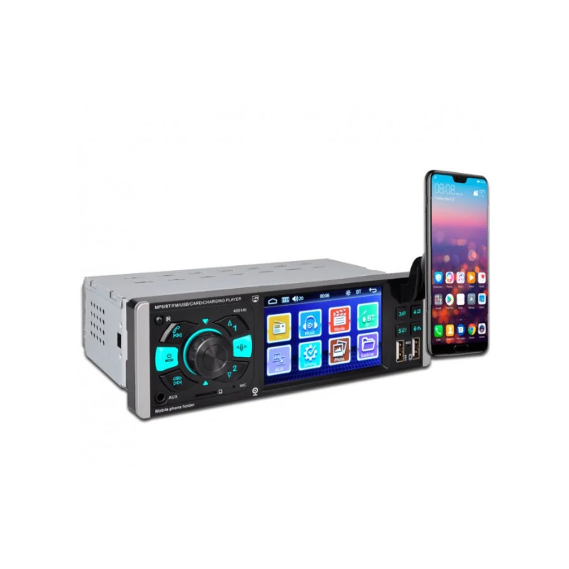 MP5 přehrávač do auta s držákem mobilního telefonu 4051AI