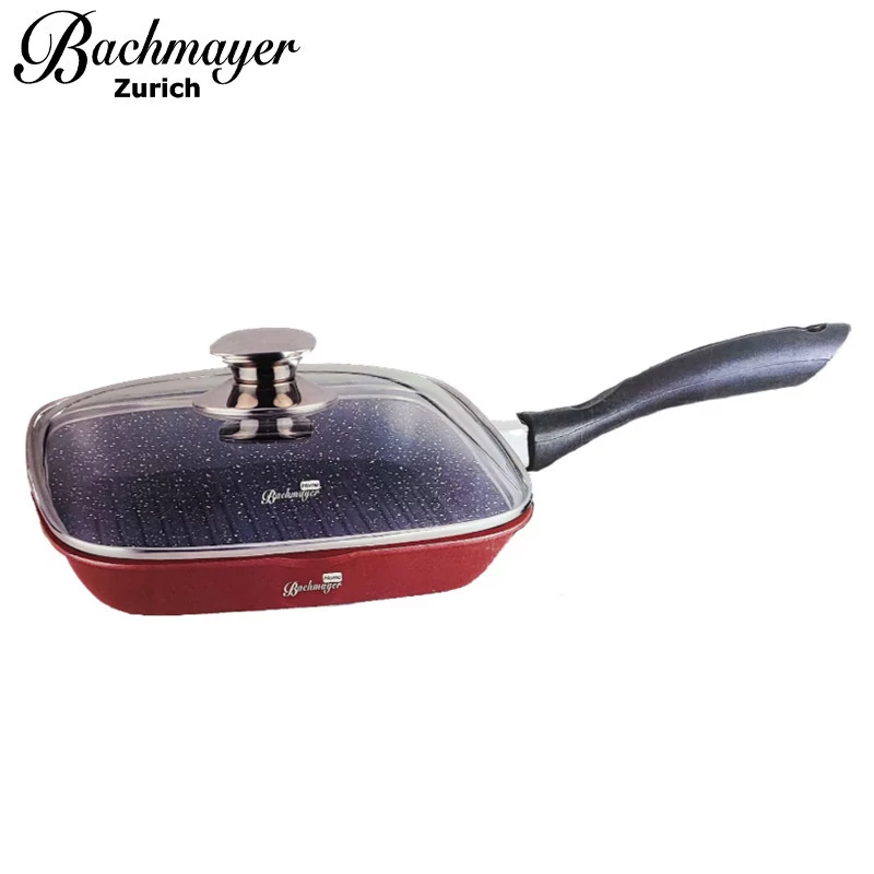Bachmayer Grilovací pánev s nepřilnavým mramorovým povrchem Burgundy 28 cm BM-7852-28