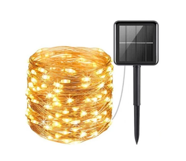Solární vnější řetězová světla Teplá bílá 100 LED 9 metrů KE23-566 1+1 VÝPRODEJ!