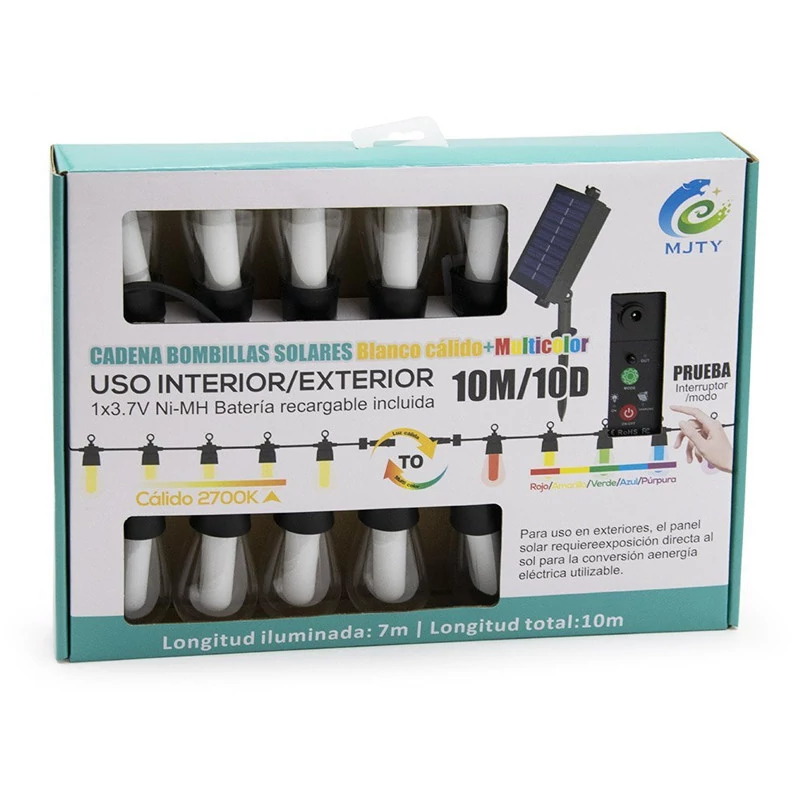 Solární LED světelný řetěz s dálkovým ovládáním S14, 10 m S14ledfuzer
