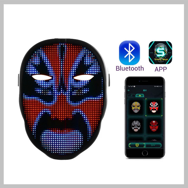 Světelná LED maska ​​na obličej s aplikací Bluetooth holm7149