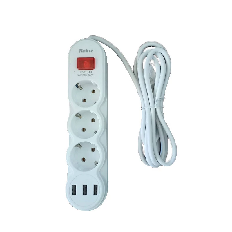 Heinz prodlužovací kabel s rozbočovačem – 3 zásuvky + 3 USB porty hosszabbitousb3