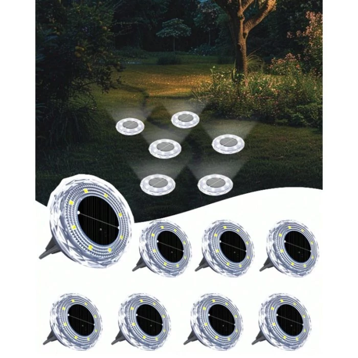 Solární LED lampa do země – 8 ks studená bílá 61825230