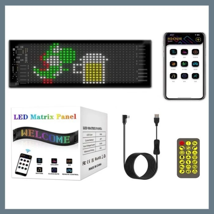 RGB LED maticový displej – s ovládáním přes Bluetooth, dálkovým ovladačem, 3000 LED KL25-151